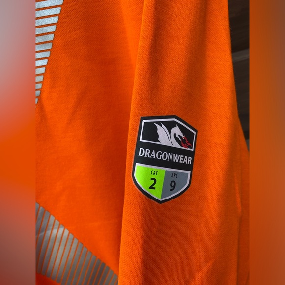 DRAGONWEAR FR Long Sleeve High Visibility Bright red Orange Shirt Men’s Size XL - Picture 3 of 4